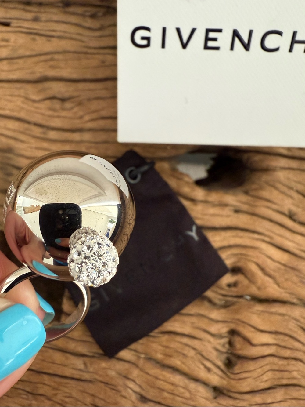Givenchy Silver Double-Sphere Drop ring - Picture 6 of 9